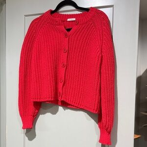 Women's Red Button-Up Sweater